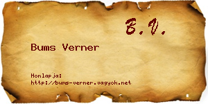 Bums Verner névjegykártya
